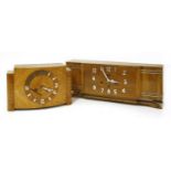 An Art Deco walnut mantel clock,