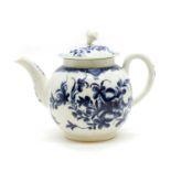 A Worcester blue and white teapot and cover,