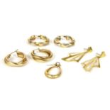 A pair of 9ct gold openwork fan earrings,