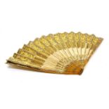 A Regency blonde tortoiseshell and white metal inlaid fan