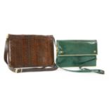 A green lizzard skin 'Mappin & Webb' shoulder bag