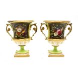 A pair of Regency period porcelain Campana urns