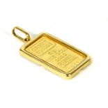 A rectangular Credit Suisse 5g fine gold ingot,