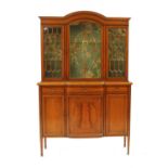 An Edwardian satinwood and crossbanded display cabinet,