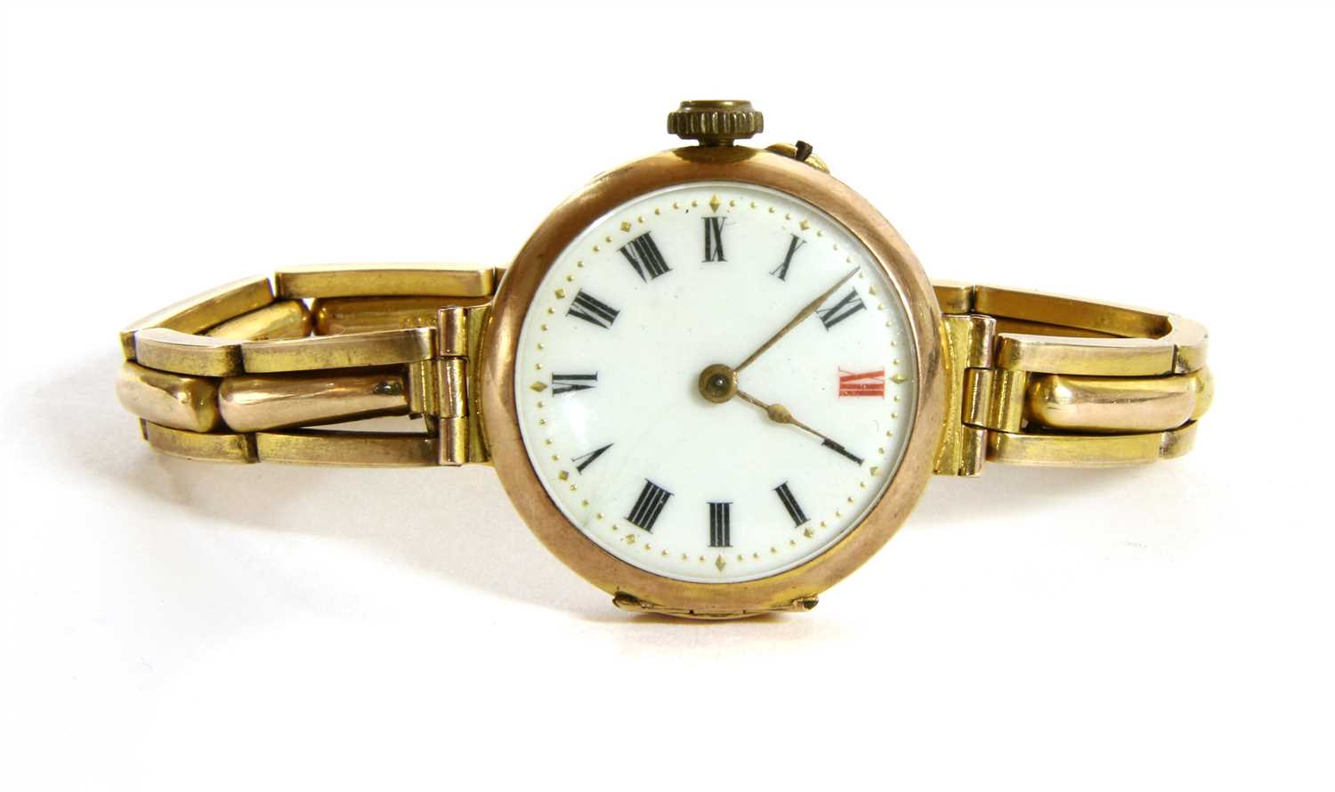 A ladies' 9ct gold mechanical bracelet watch