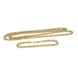 A 9ct gold rope chain necklace and bracelet suite,