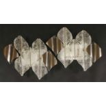 A pair of Murano chrome and glass wall lights,