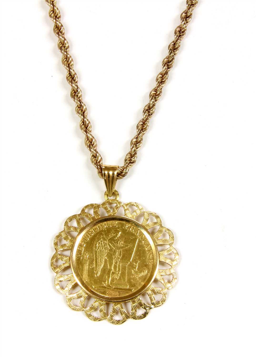 An 1896 20 Francs coin necklace,