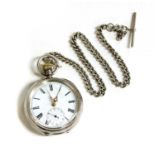 A Swiss silver pin set open-faced pocket watch,