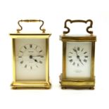 Two brass carriage clocks,