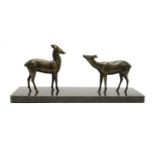 A spelter group of two deer,