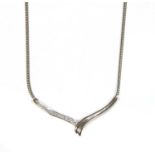 A 9ct white gold diamond 'V' necklace,