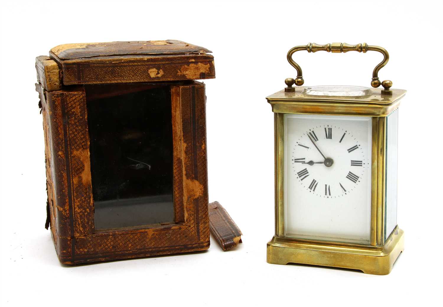 A brass carriage clock