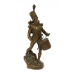 A bronze figure of a French Grenadier drummer