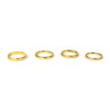 Four 22ct gold wedding rings