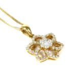 An 18ct gold diamond floral cluster pendant,