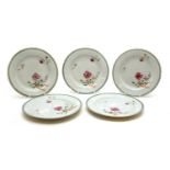 A set of five famille rose Chinese plates,