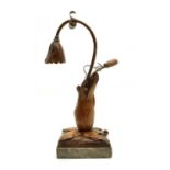 A French carved walnut Art Nouveau table lamp,