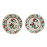 A pair of Chinese famille rose plates,