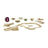 A quantity of 9ct gold jewellery,