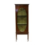 An Edwardian mahogany strung and painted display cabinet,