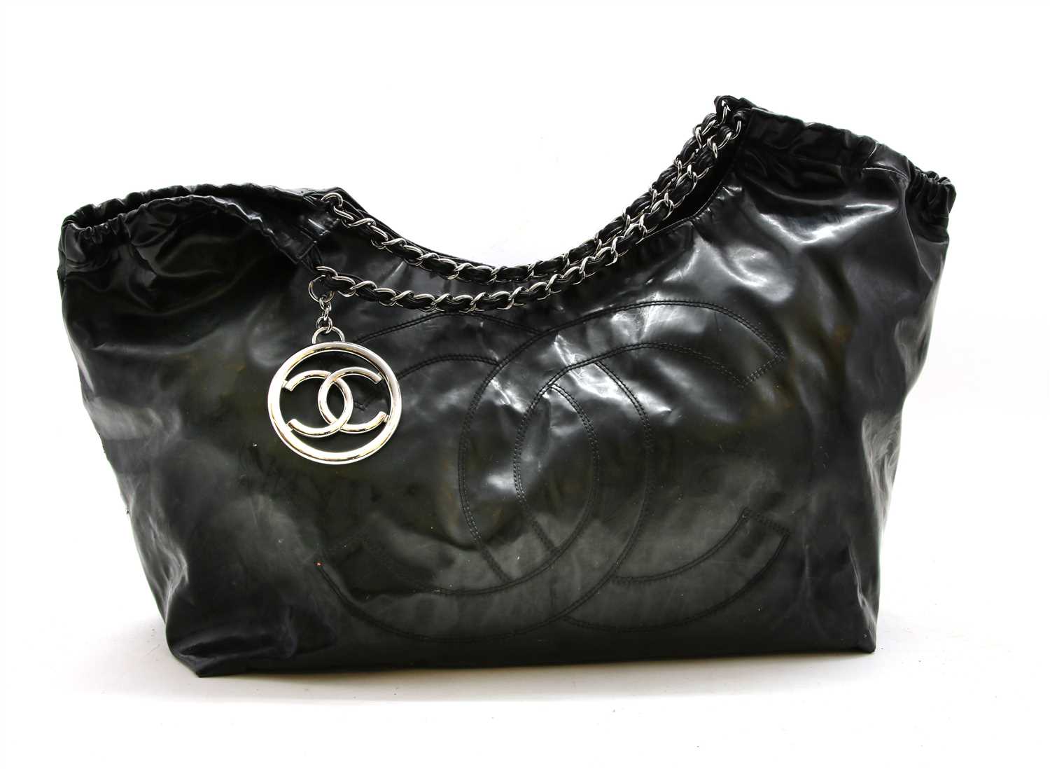 A Chanel extra-large black vinyl Coco Cabas tote