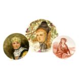 Three ceramic female portrait plates,