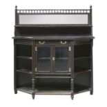 An Aesthetic ebonised and gilt side cabinet,