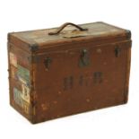 A vintage leather and metal mounted travelling box,