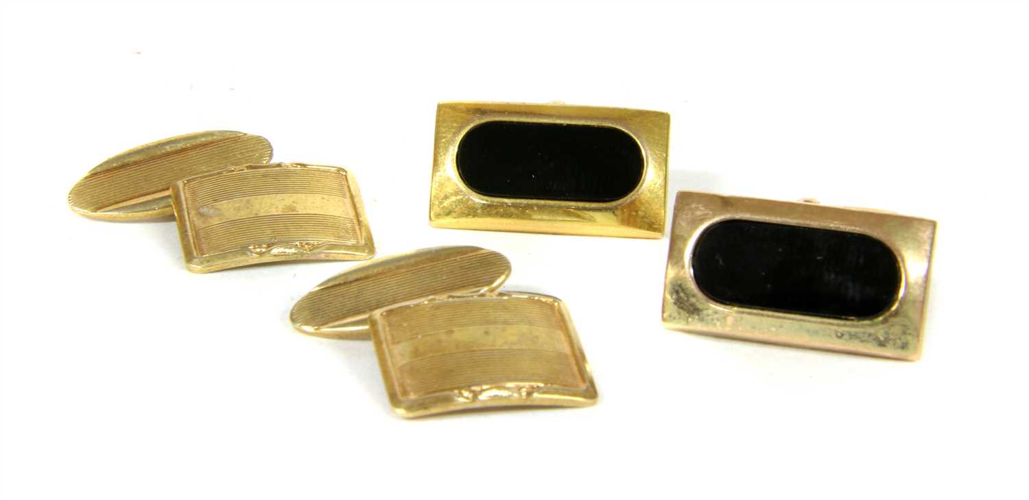 A pair of 9ct gold onyx cufflinks,