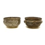 Two Indian/Sri Lankan white metal bowls,