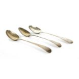 Three George III silver basting spoons,
