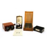 An early 20th century mahogany cased stereoscopic viewer,