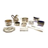 Silver items, including: 4 open salts,