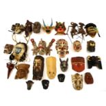 A large collection of various masks,