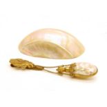A 19th century French mother of pearl and gilt metal chatelaine scent bottle,