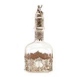 A Dutch silver mounted liqueur decanter,