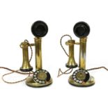 Two candlestick telephones,