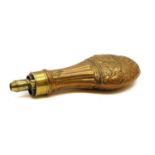 A J.W. Hawksley brass and copper powder flask,