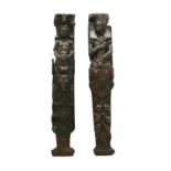 Two carved oak figural pilasters,