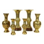 A pair of Chinese brass vases,