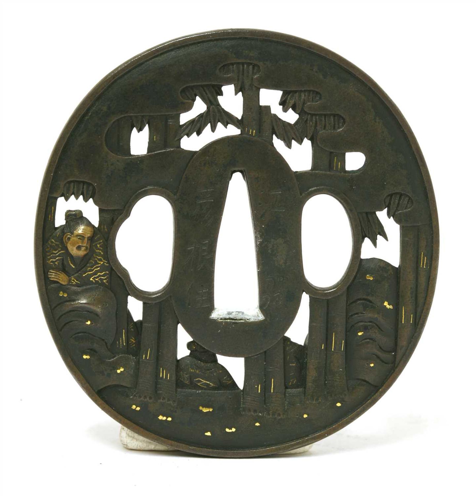 A Japanese Soten School Shakudo tsuba,