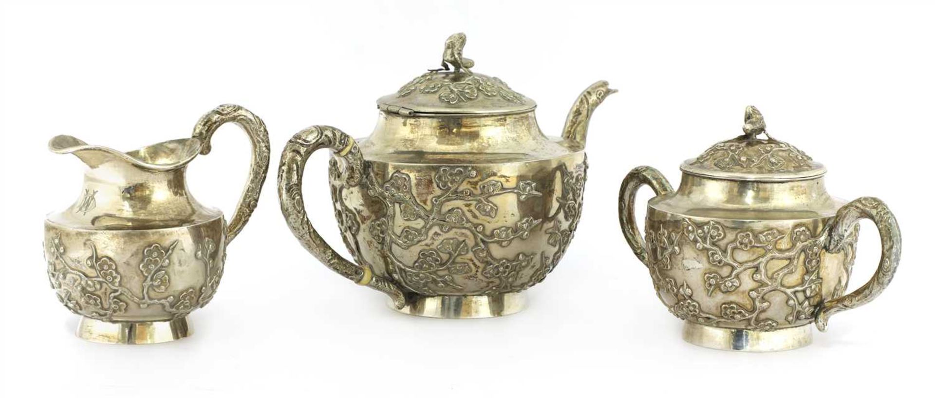 A Chinese silver tea set, - Image 2 of 6