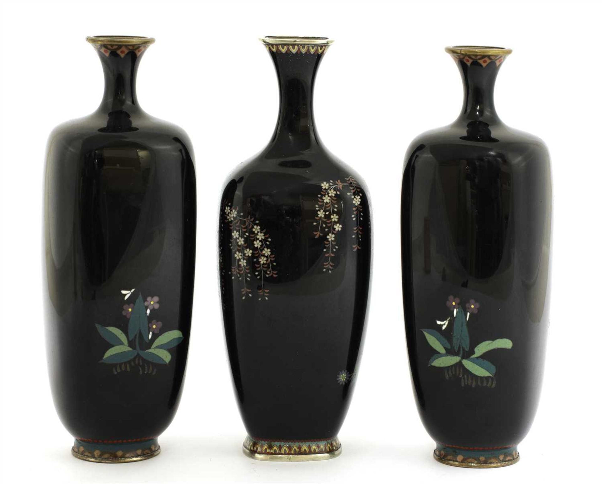 A pair of Japanese cloisonné vases, - Image 2 of 4