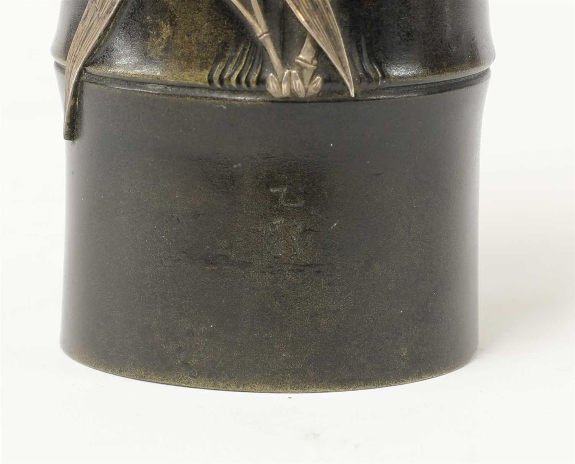 A Japanese bronze brush pot, - Image 4 of 4