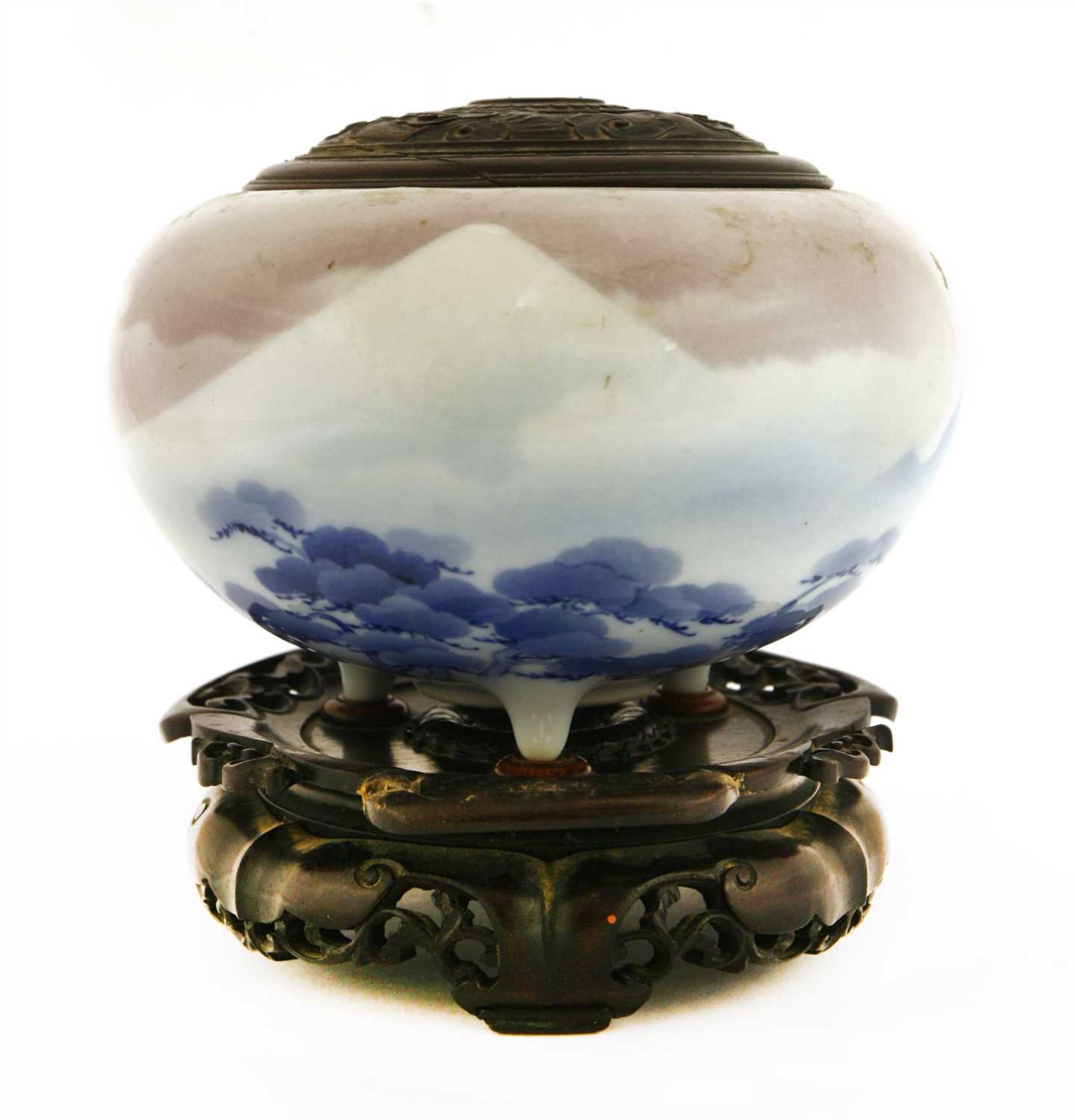 A Japanese blue and white censer