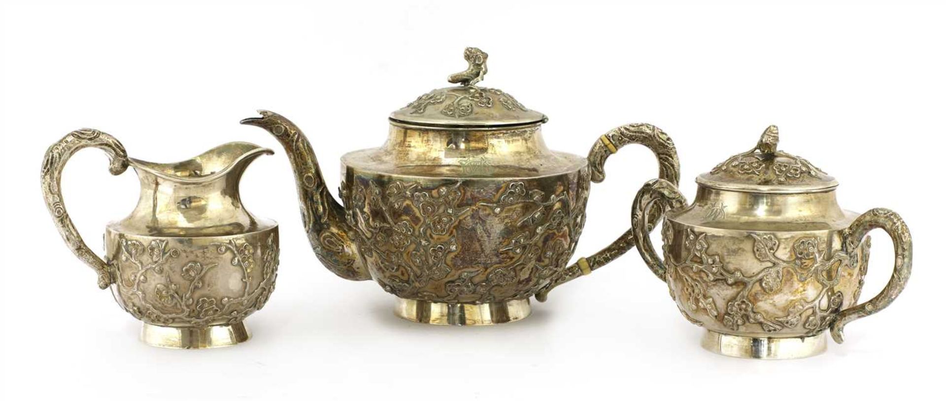 A Chinese silver tea set, - Image 6 of 6