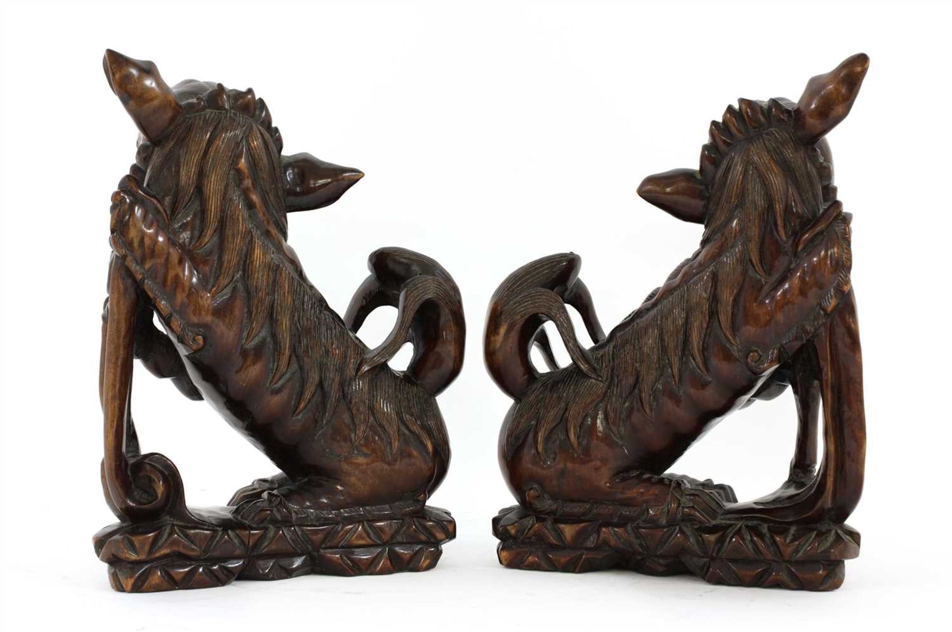 A pair of Chinese wood carvings, - Image 2 of 2