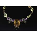 An 18ct gold assorted gemstone necklace,