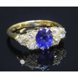 A late Victorian sapphire and diamond ring,